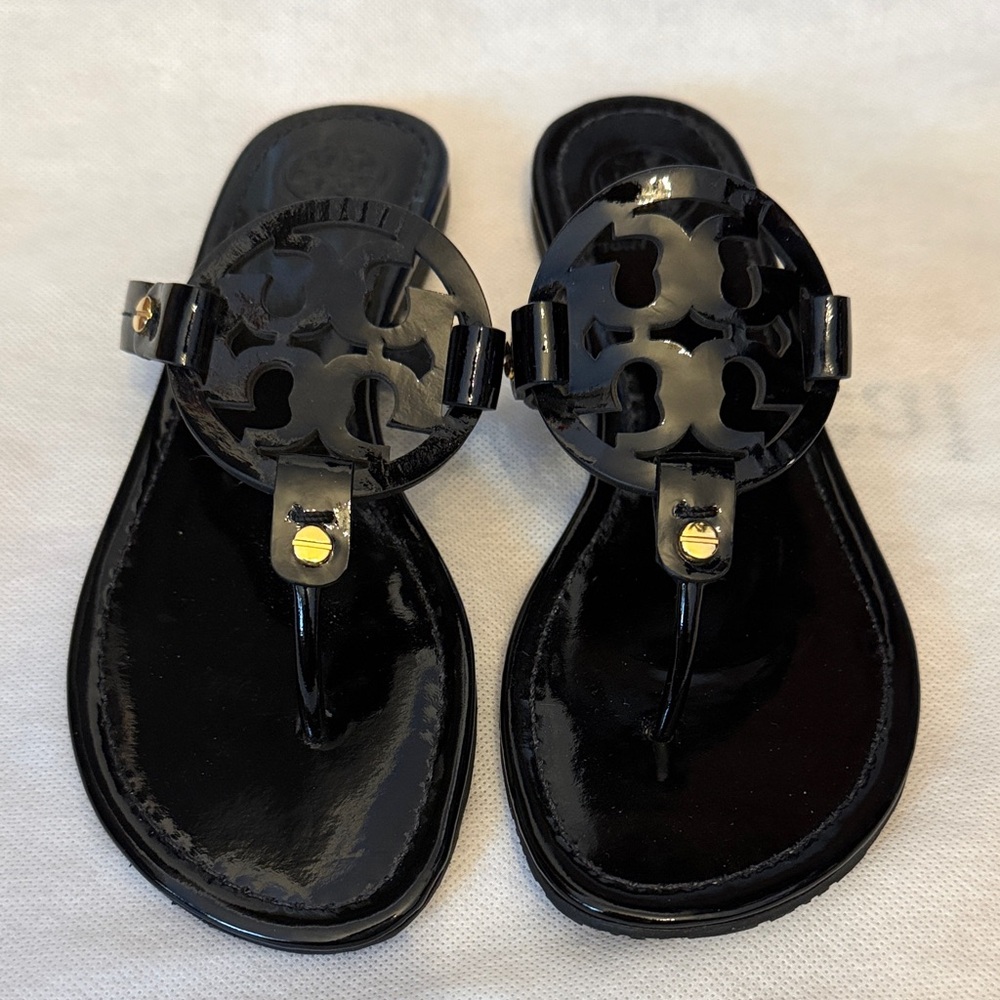 Tory Burch Black Patent Sandals